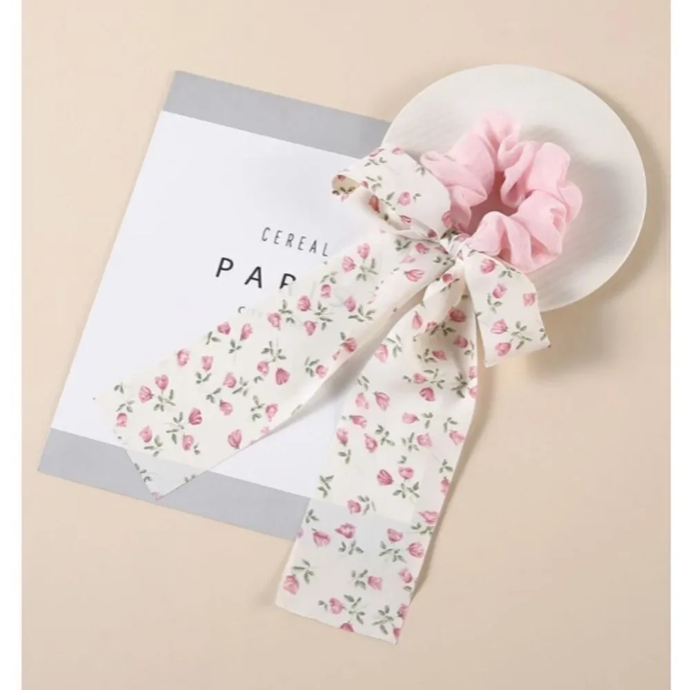 Pink Floral Print Hair Scarf